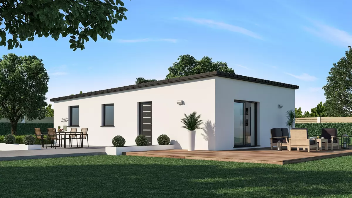 Maison plain pied moderne 80 m² toit plat