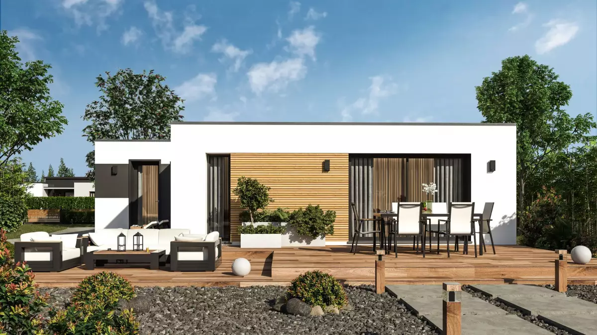 Maison de plain pied 2 chambres toit plat