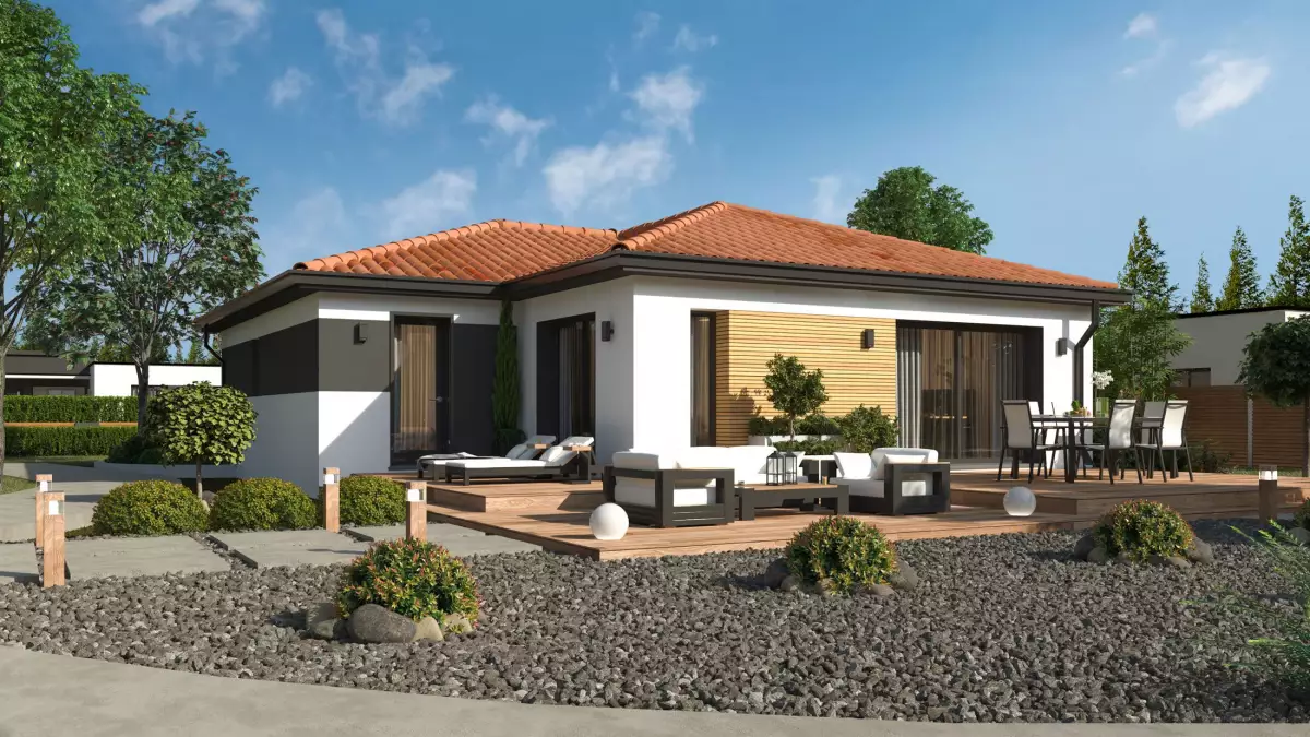 Maison de plain avec garage toiture tuiles