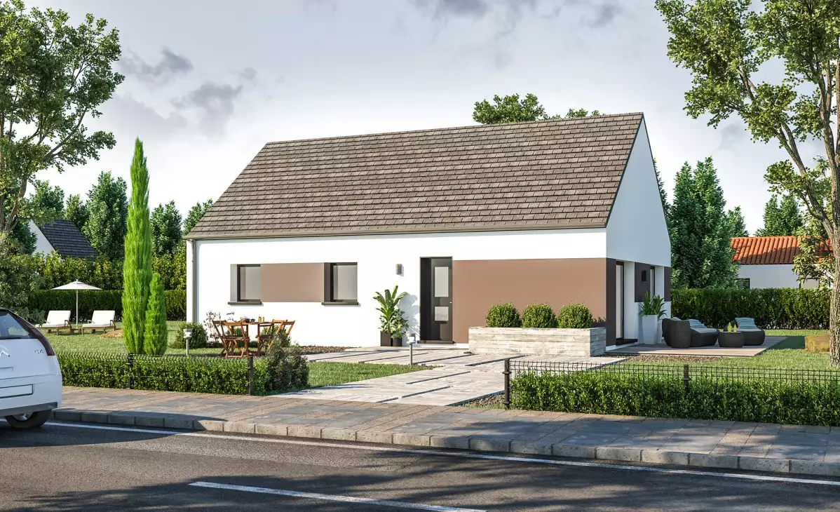 Maison plain pied moderne toiture 2 pans