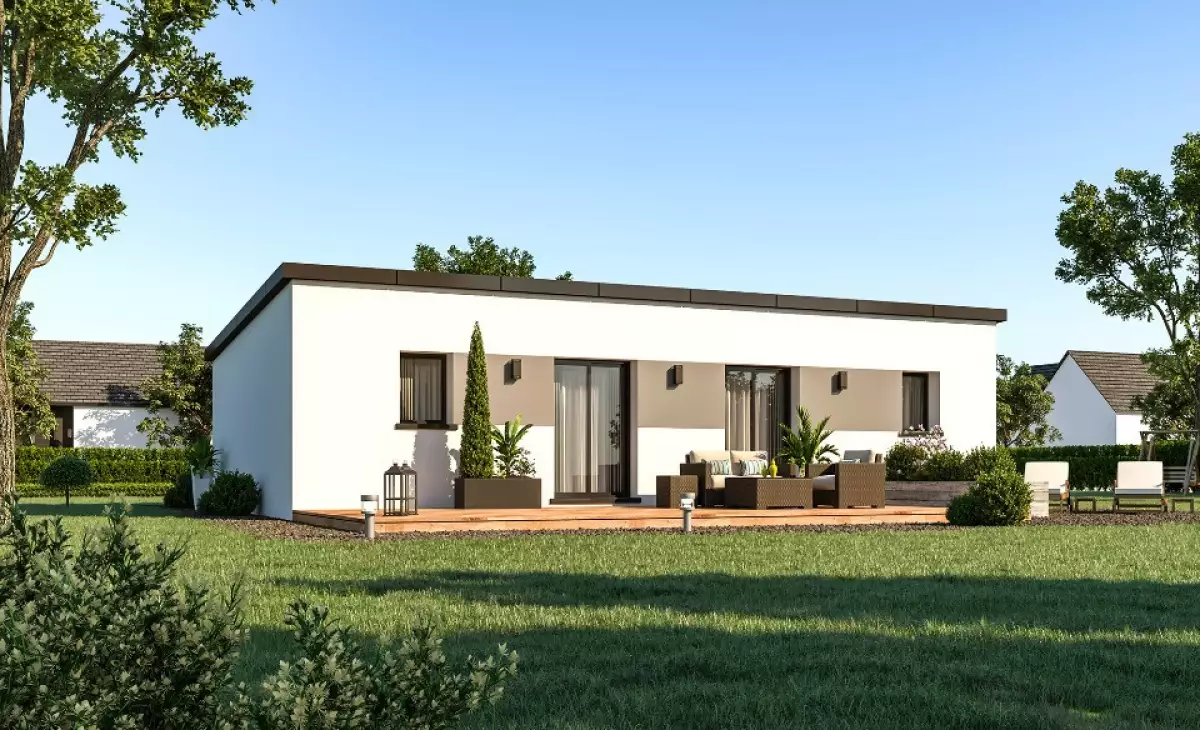 Maison plain pied 3 chambres toiture flagon vue jardin