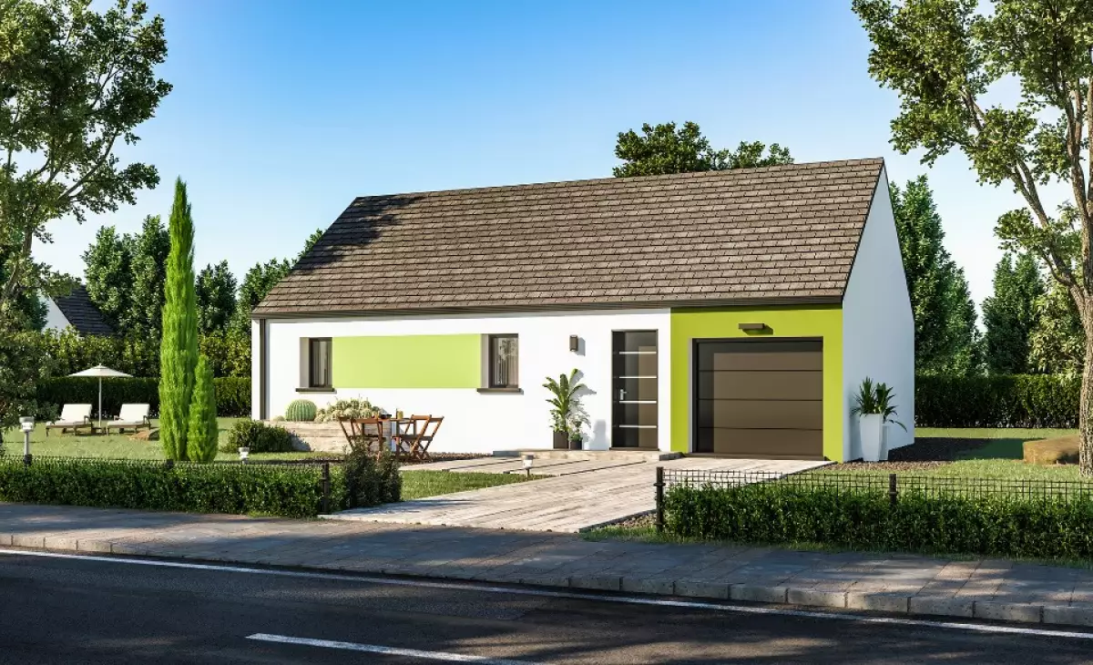 Maison plain pied 3 chambres toiture ardoise
