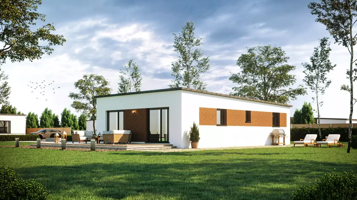 Maison plain pied moderne 80 m² vue jardin