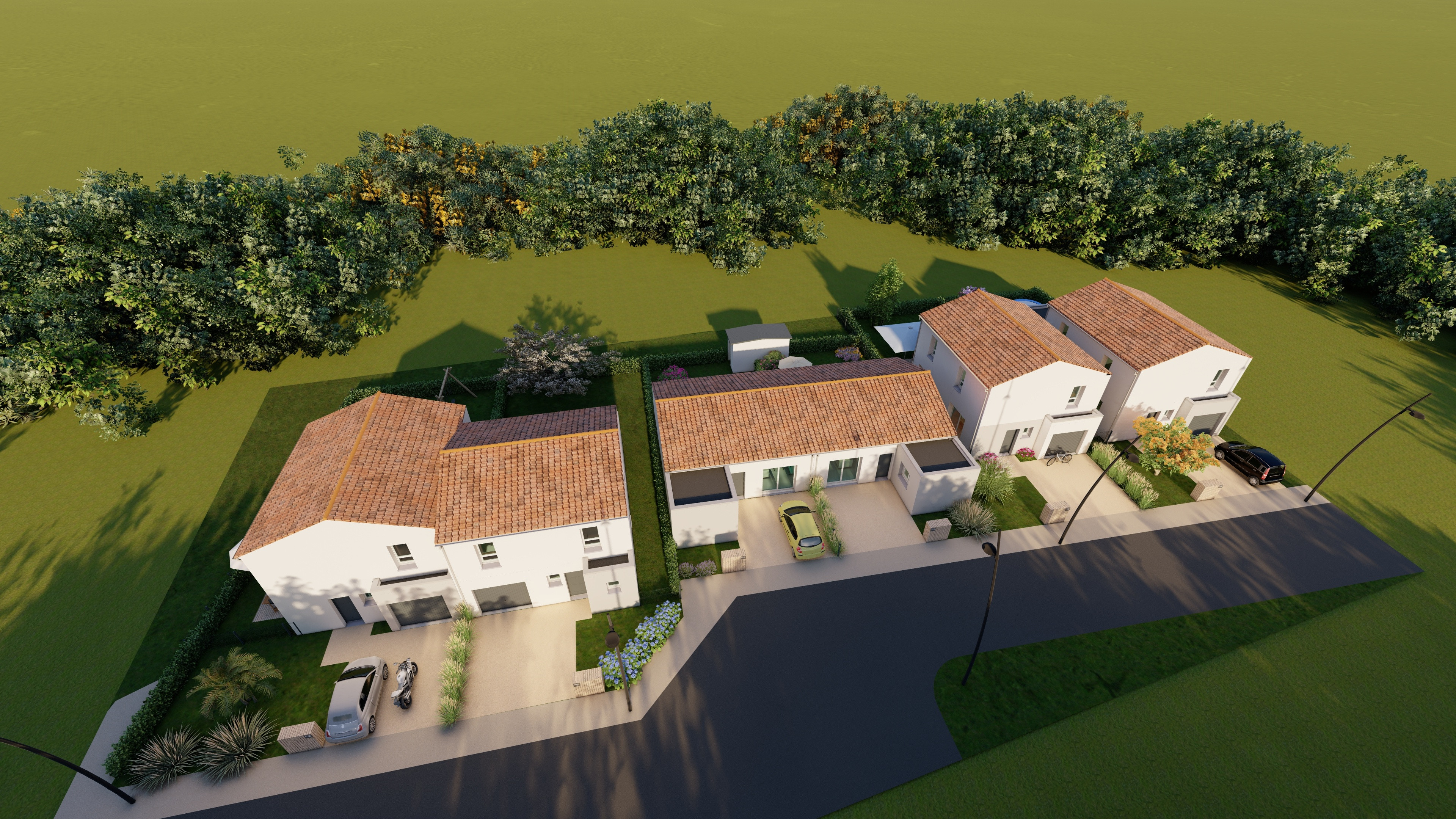 Vue du ciel Maison neuve cl&eacute; en main &agrave; Vieillevigne Loire