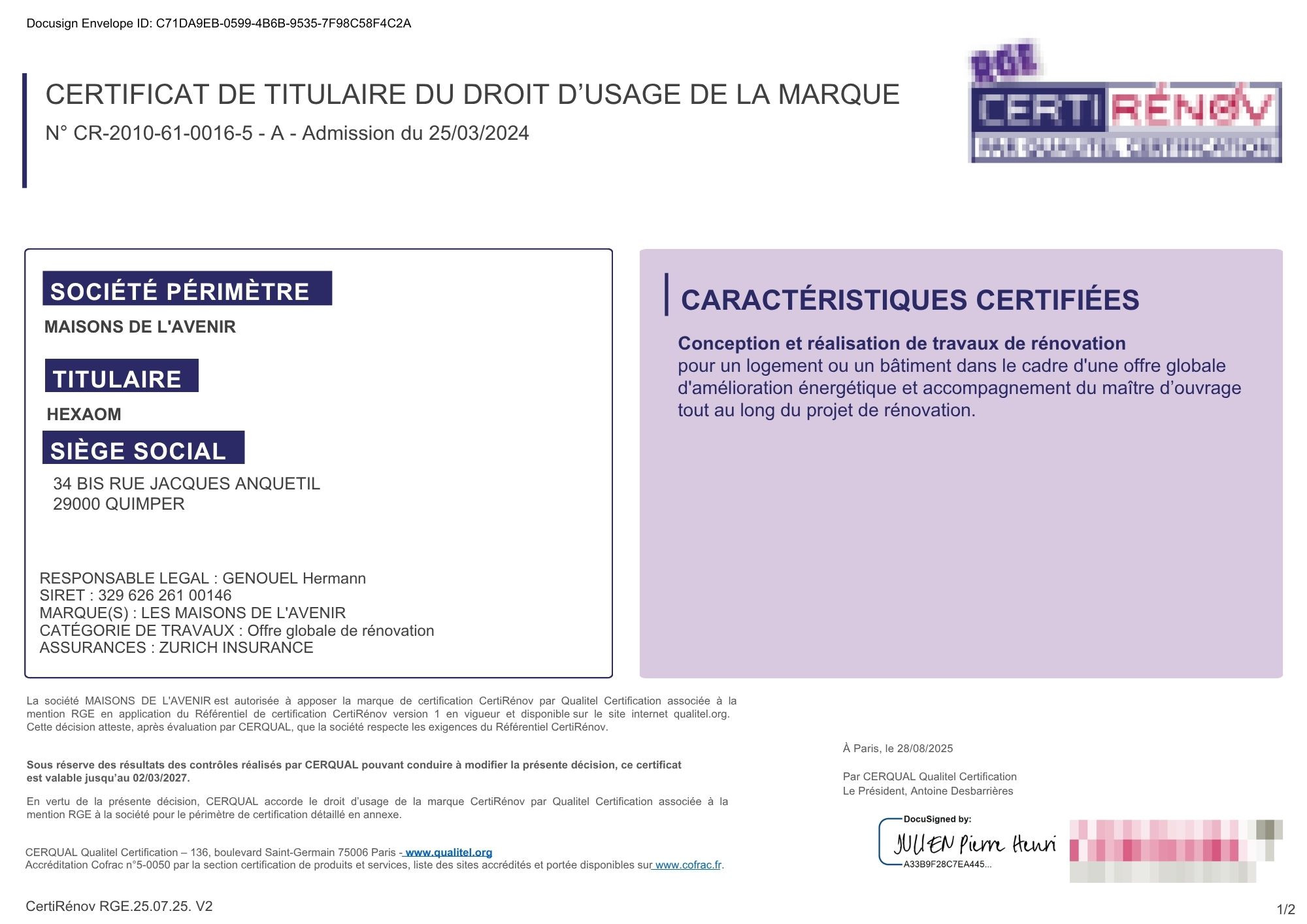 Maisons de l’avenir une entreprise de rénovation certifiée RGE