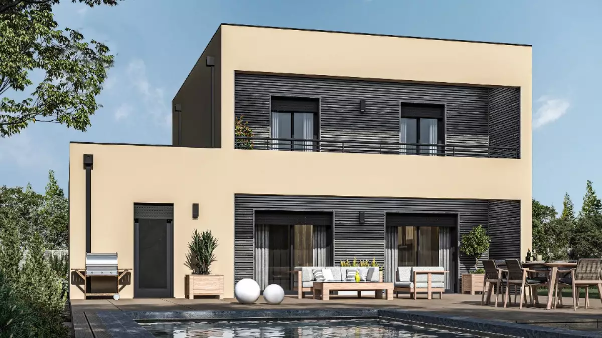 maison-cubique-bois-toit-plat-avec-loggia