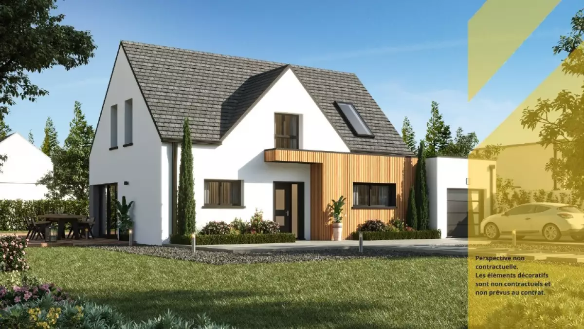 Maison 3 chambres toiture double pente ardoises 121 m2
