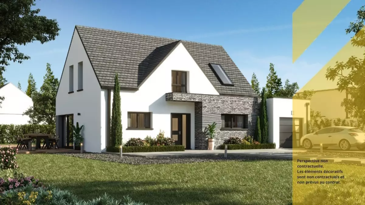 Maison 3 chambres toiture double pente ardoises 121 m2 1