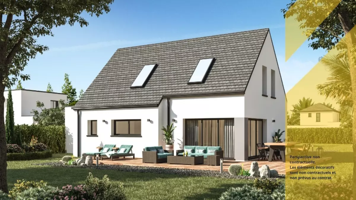 Maison 3 chambres toiture double pente ardoises 121 m2 2