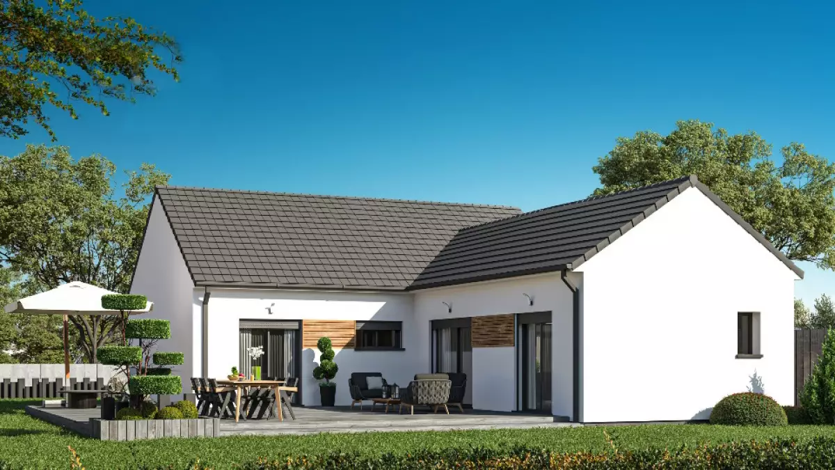 Plan maison bois plain pied en L