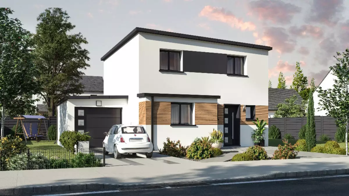 Maison étage 4 chambres toit faible pente 89m2