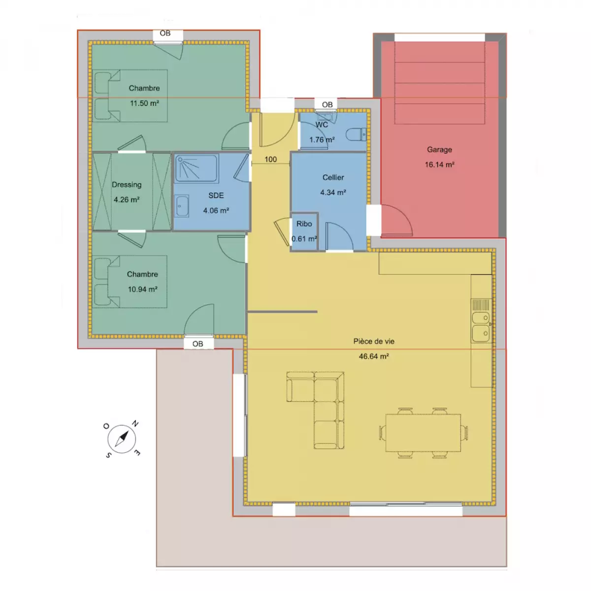Plan maison positive plain pied Landerneau