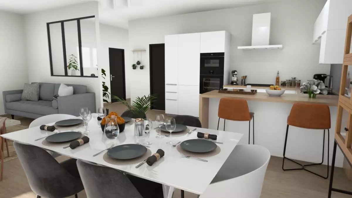 Maison plain pied 2 chambres avec garage vue intérieure 2