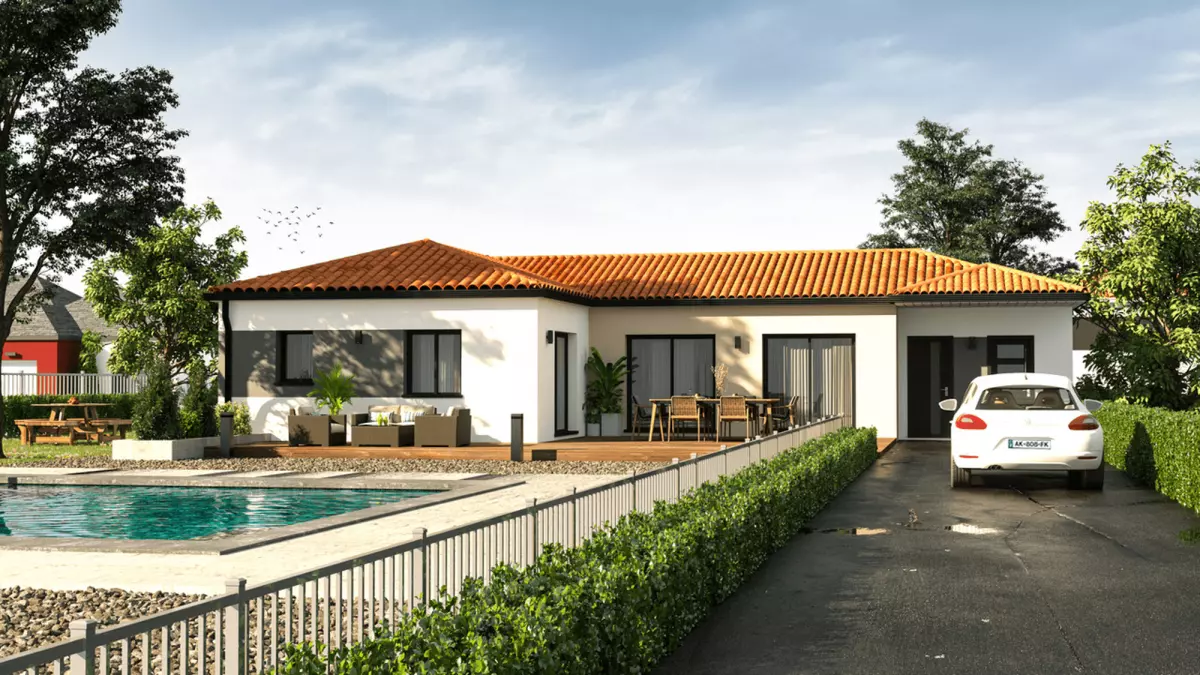 Modèle maison plain pied toiture tuile