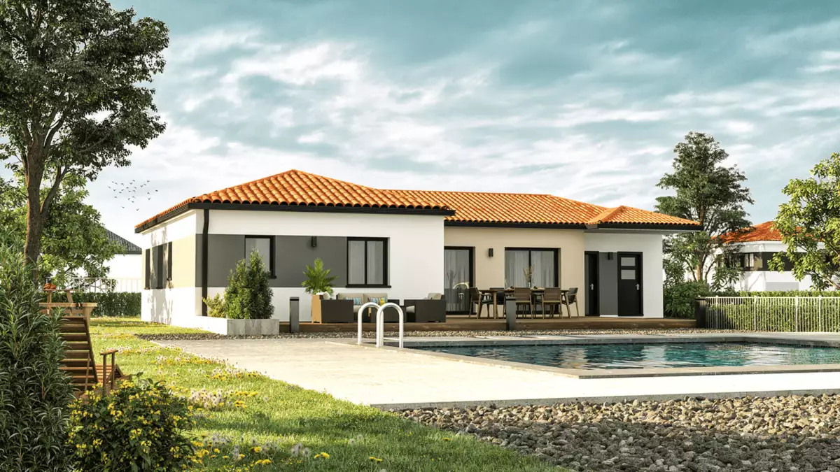 Maison plain pied toiture tuile