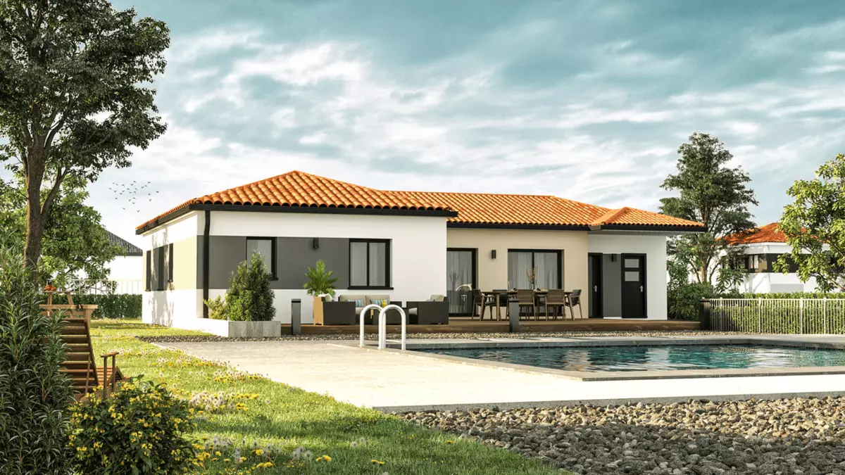 Maison plain pied toiture tuile