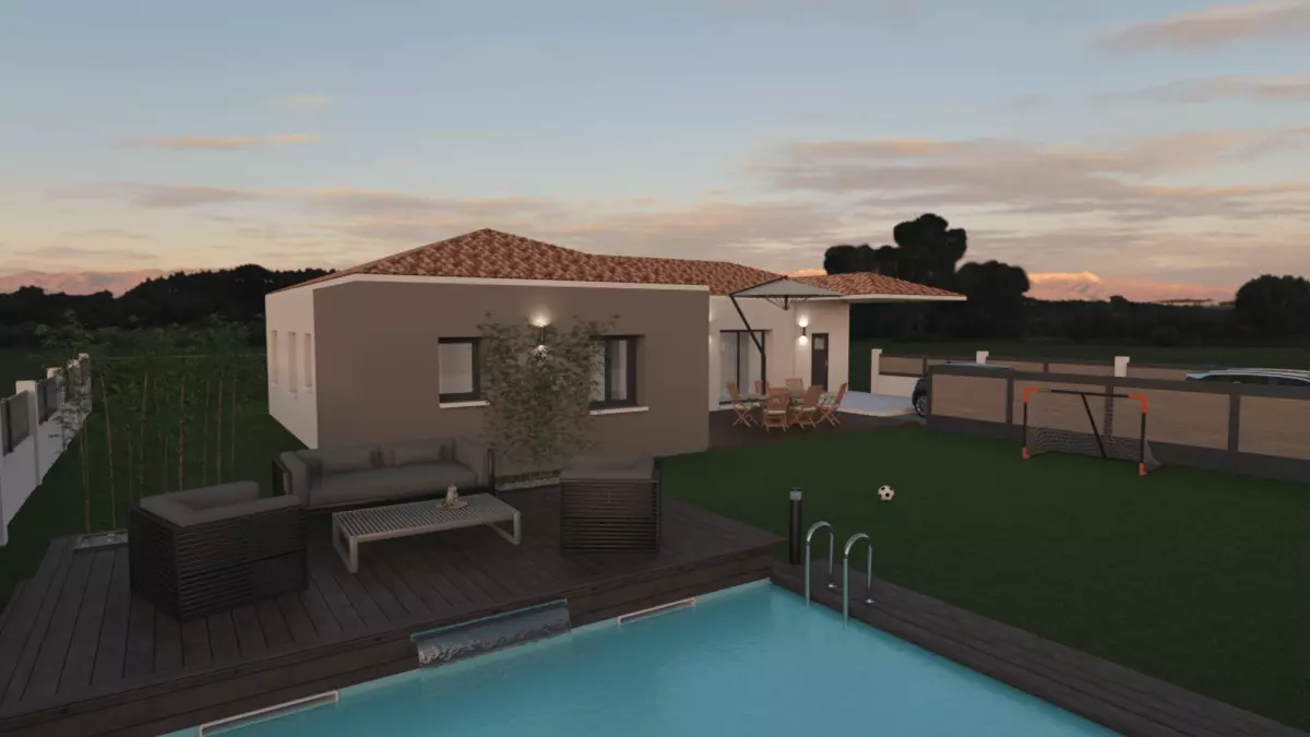 Maison plain-pied avec toiture tuile