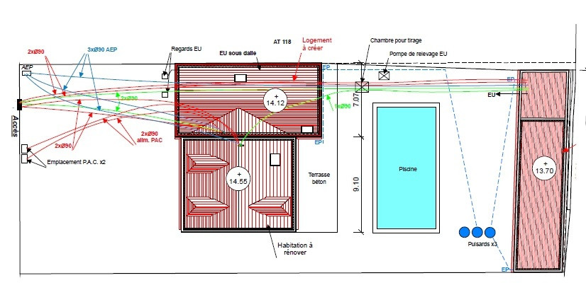 plan-r&eacute;seaux Extension maison