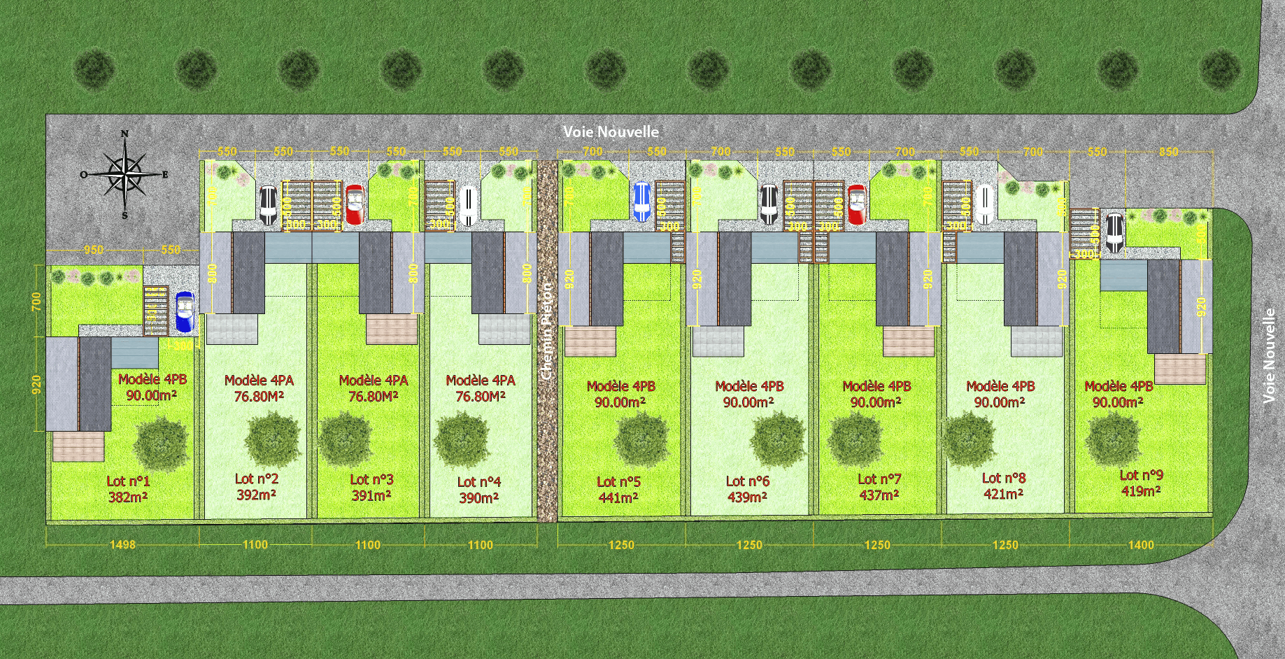 Maison cl&eacute; en main &agrave; St Jean sur Vilaine - int&eacute;gration sur plan