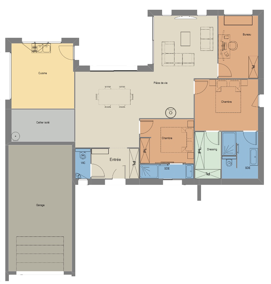 Plan Maison passive plain pied