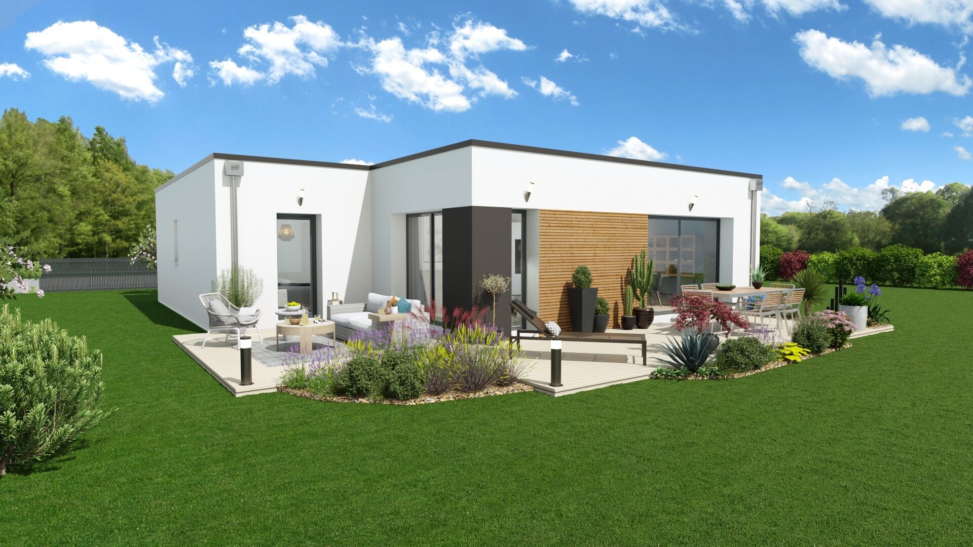 vue terrrasse maison plain pied 2 chambres