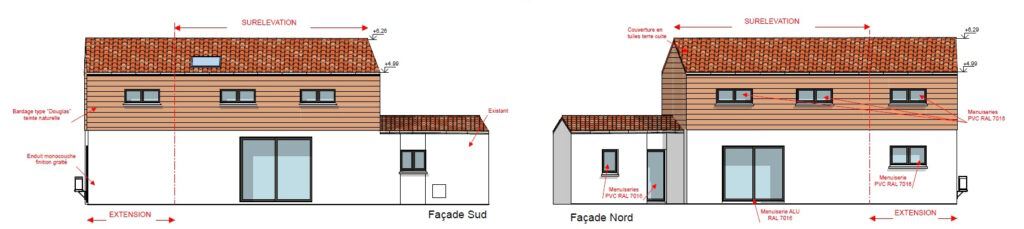 surélévation ossature bois plan